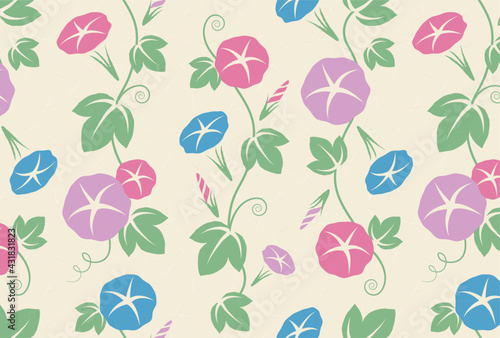 Canvas Print seamless pattern with morning glories for banners, cards, flyers, social media wallpapers, etc