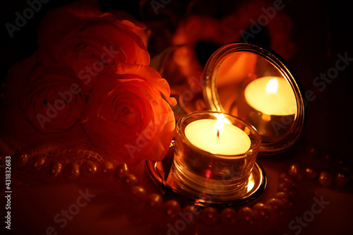 Roses and a candle