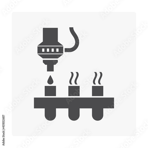 Robot to mixed chemical in lab testing vector icon. Automation technology working like scientist. Concept of chemistry, research, innovation, science, engineering and technology.
