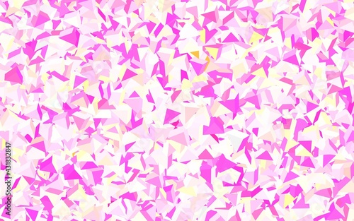 Light Pink, Yellow vector background with triangles. © smaria2015