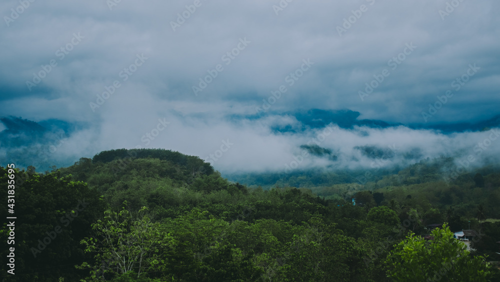 Mountains and fog. Mountains and fog.