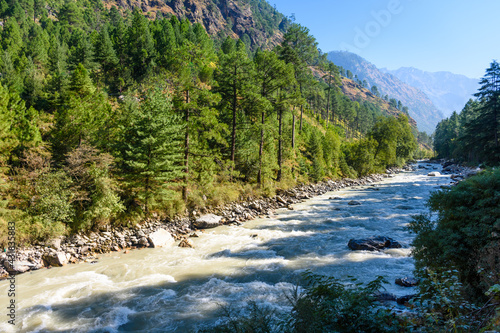 Beautiful view at Parvati river valley at Kasol, Himachal Pradesh, India. 