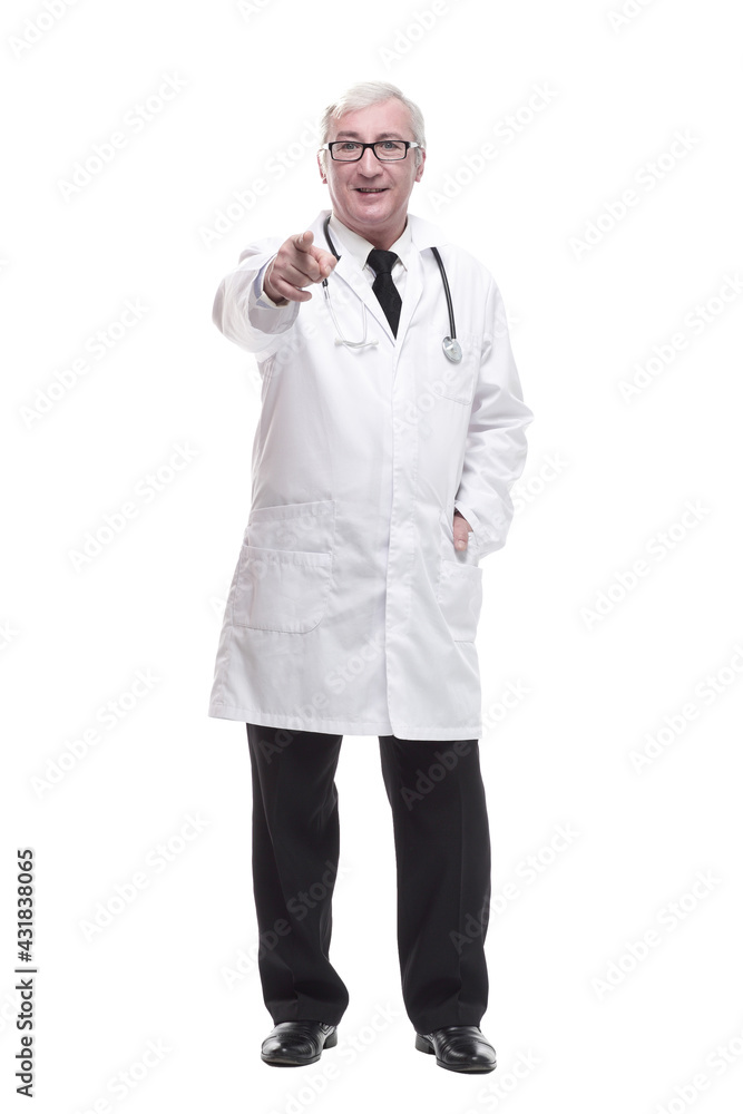 in full growth.qualified mature doctor with stethoscope. in full growth.qualified mature doctor with stethoscope.