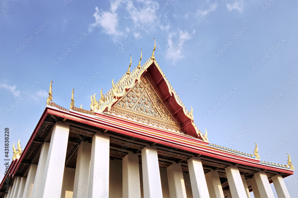 Rooftop decorations in Thailand temples, called as Thai's cultural art of Thai architecture, well known for visitors for thousand of years.