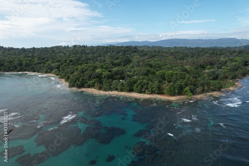 Lush tropical Caribbean Coast of Limon in Costa Rica -aerial views of Cocles, Punta Uva, Playa Chiquita and Puerto Viejo 