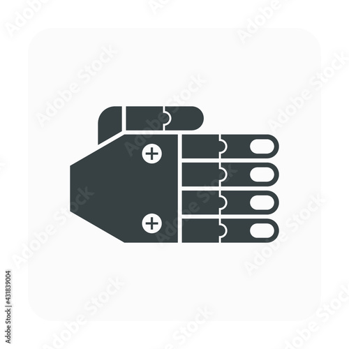 Robotics hand and five finger. Design like human hand for gripper. Concept of intelligence, futuristic, innovation, technology and engineering.
