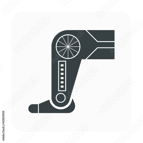 Robot leg or robotic leg vector icon. That metal prosthesis or prosthetic leg and components part of body with mechanical engineering, future control technology for humanoid robot and disabled man.