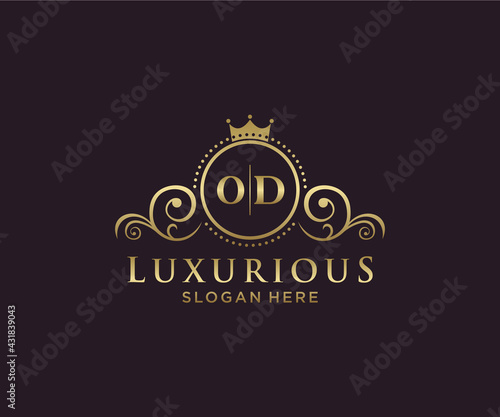 Initial OD Letter Royal Luxury Logo template in vector art for Restaurant, Royalty, Boutique, Cafe, Hotel, Heraldic, Jewelry, Fashion and other vector illustration.