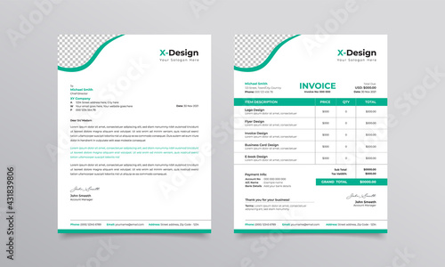 Travel agency and photography letterhead and invoice template