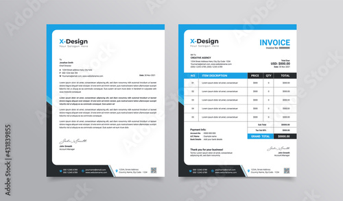 Professional corporate business stationery pack letterhead and invoice template