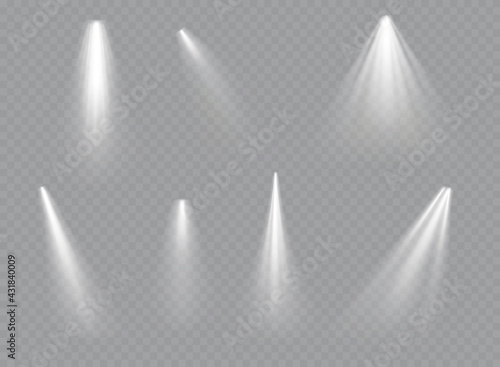 Vector spotlight. Light effect.Glow isolated white transparent light effect. Abstract special effect element design.