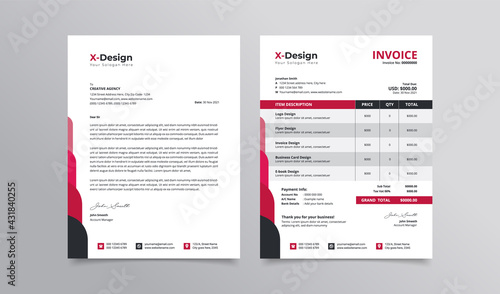 Corporate business branding identity or stationery design with letterhead and invoice template