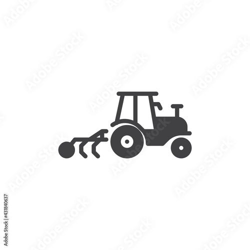 Tractor cultivator vector icon