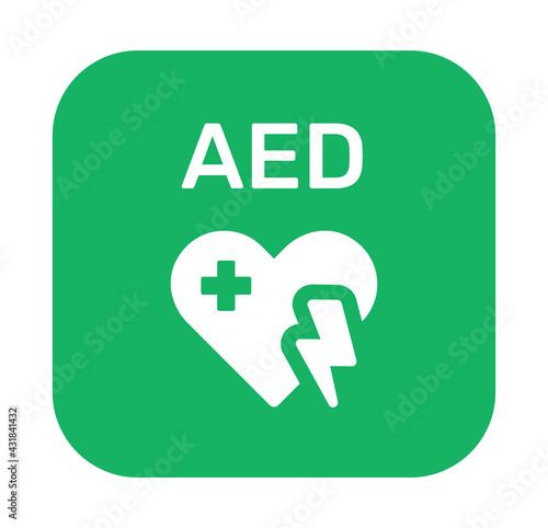 AED symbol icon. Heart first aid defibrillator sign.