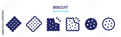 Leinwand Poster Bitten biscuit, cookies icon set. Vector illustration