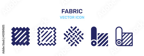 Fabric icons set. Textile Rug steaming, mat, carpets, flooring vector illustration.