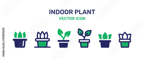 Indoor plant vector icon set. Home decoration concept