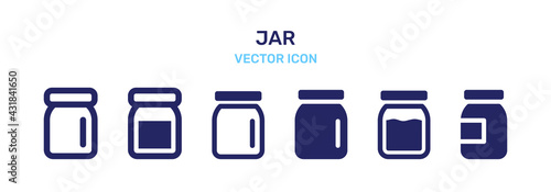 Jar glass container icon vector set