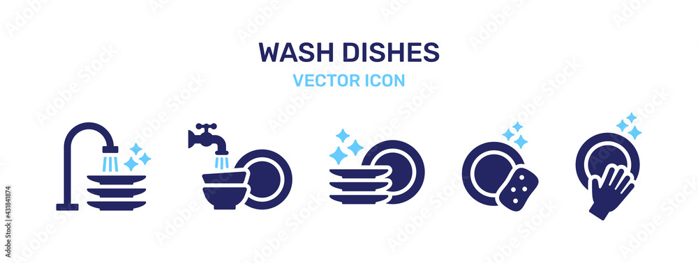 Wash dishes icon. Cleanliness concept - obrazy, fototapety, plakaty 