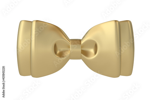 Golden bow on white background. 3D rendering. 3D illustration.
