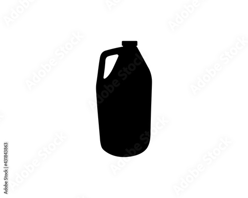 Bleach bottle, black vector silhouette