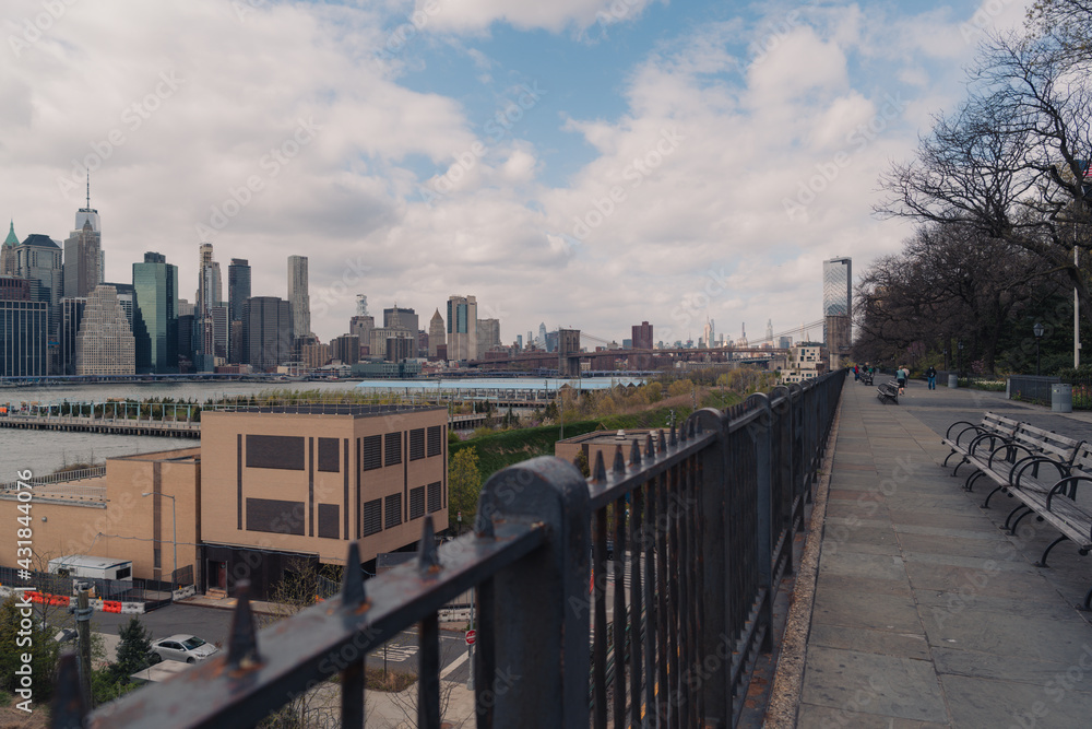 city bridge city New York park Brooklyn panorama Manhattan sky clouds beautiful industrial  