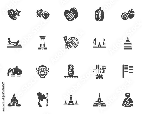 Thai culture vector icons set