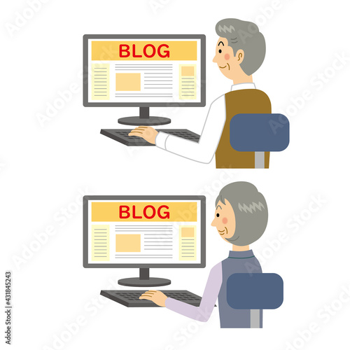 ブログを見る老夫婦