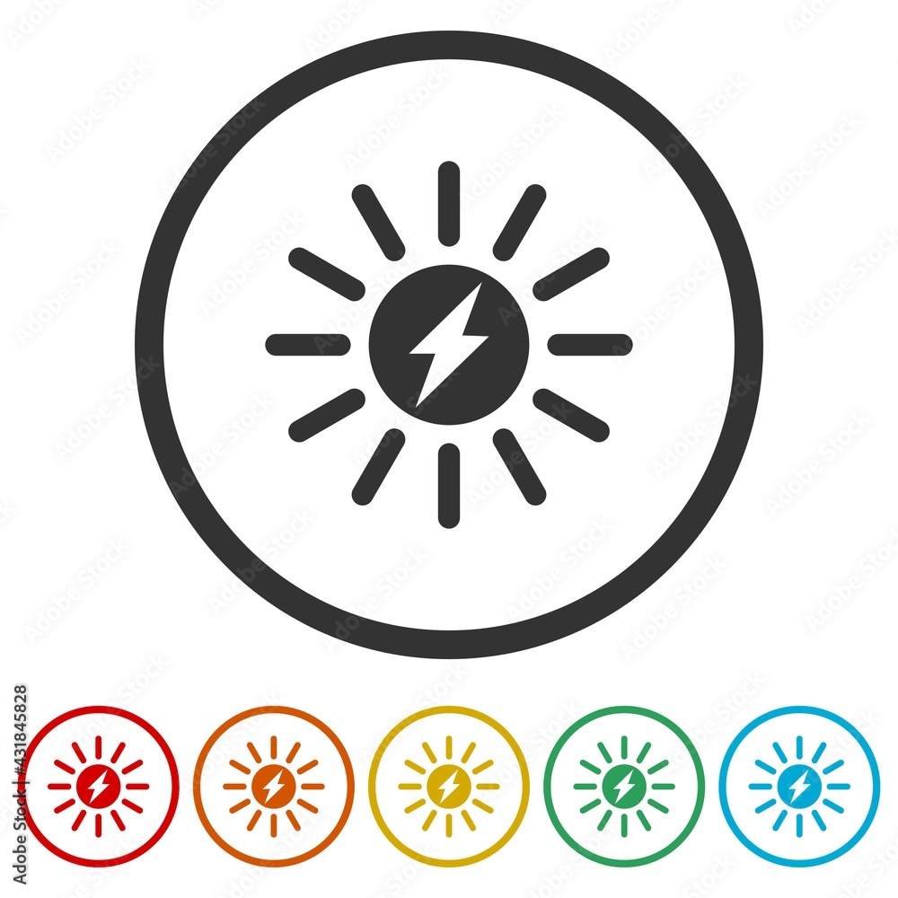 Solar energy ring icon isolated on white background color set Solar energy ring icon isolated on white background color set
