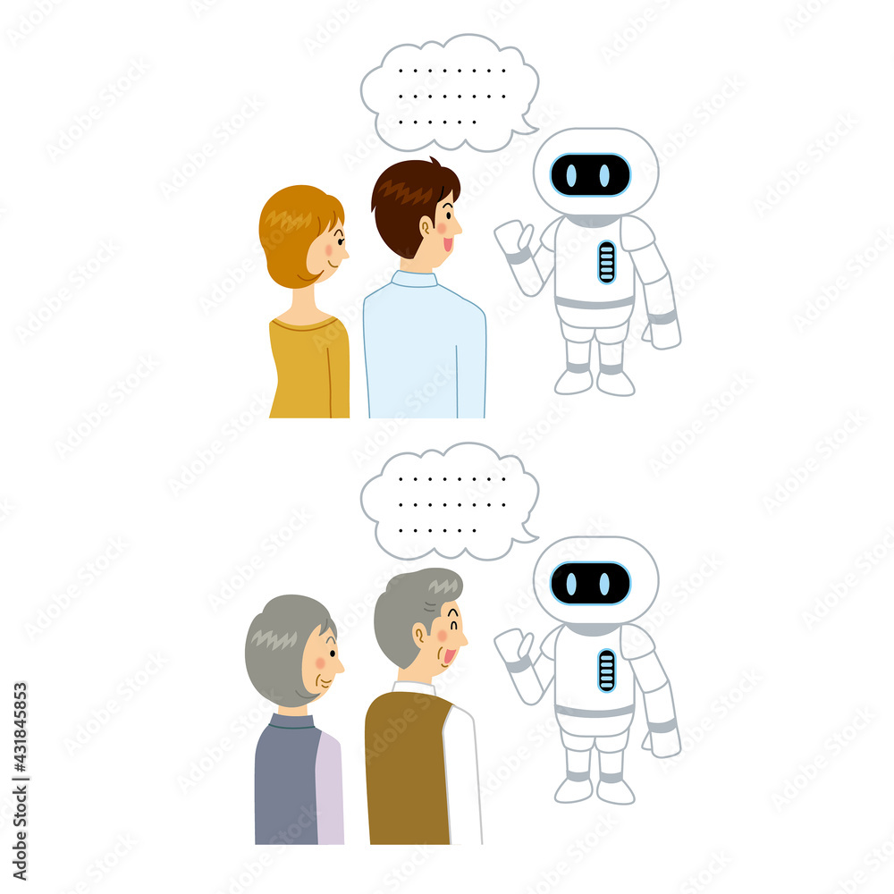 AIロボットと会話する人