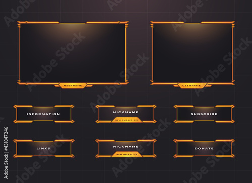 twitch border and menu panel overlay design set