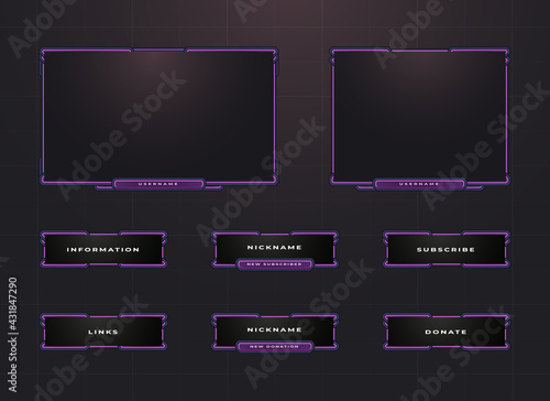 twitch border and menu panel overlay design set