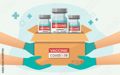 delivery of covid-19 vaccines. Medicine healthcare concept, Vector illustration