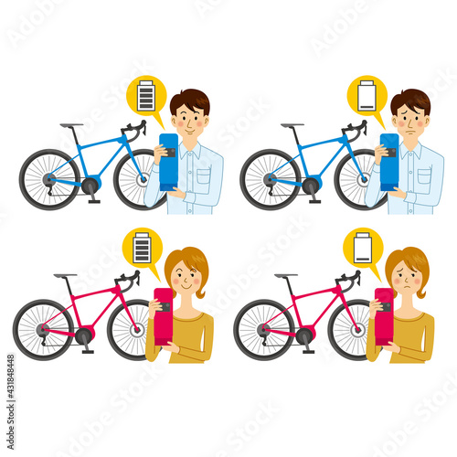 ebikeの充電をチェックする男女