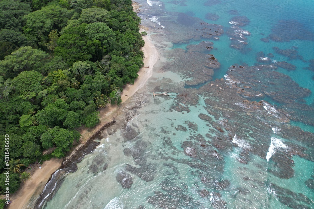 Lush tropical Caribbean Coast of Limon in Costa Rica -aerial views of Cocles, Punta Uva, Playa Chiquita and Puerto Viejo Lush tropical Caribbean Coast of Limon in Costa Rica -aerial views of Cocles, Punta Uva, Playa Chiquita and Puerto Viejo