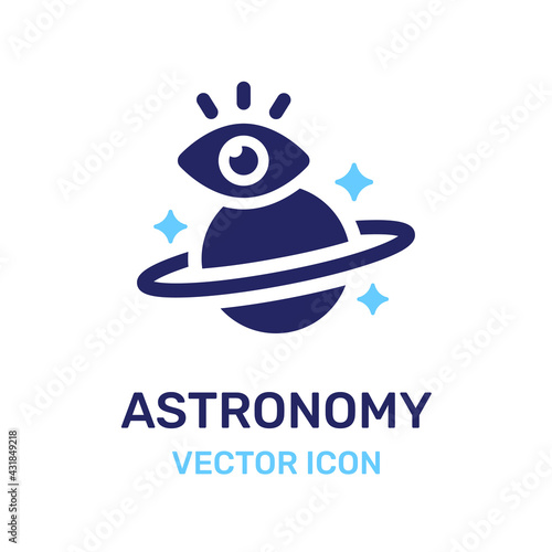 Observe stars and planet icon vector. Astronomy study concept.