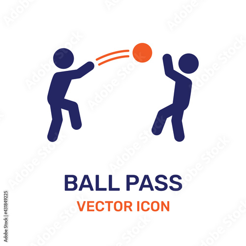 Ball passing to team player isolated icon.