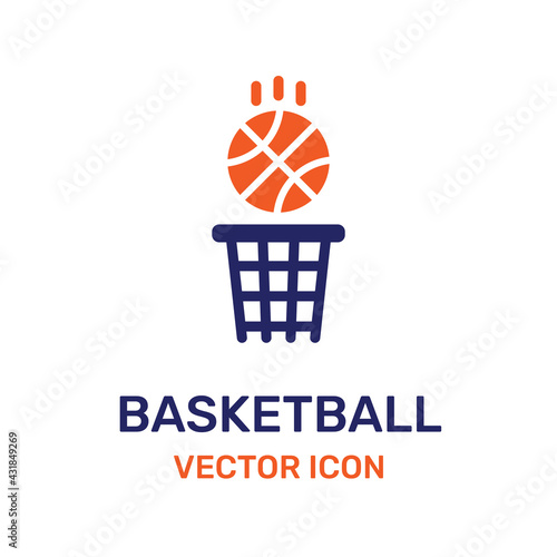 A basket ball and a basketball net icon.