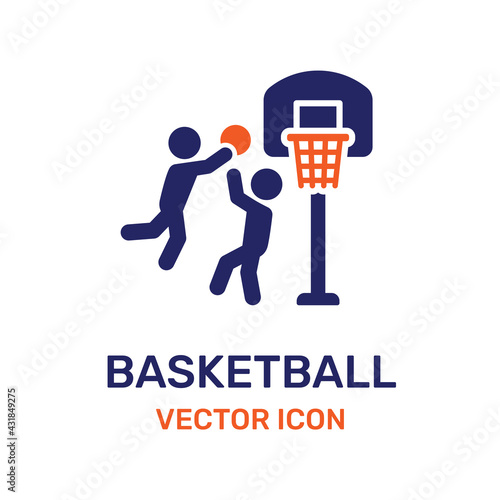 Basketball team player dunk vector icon.