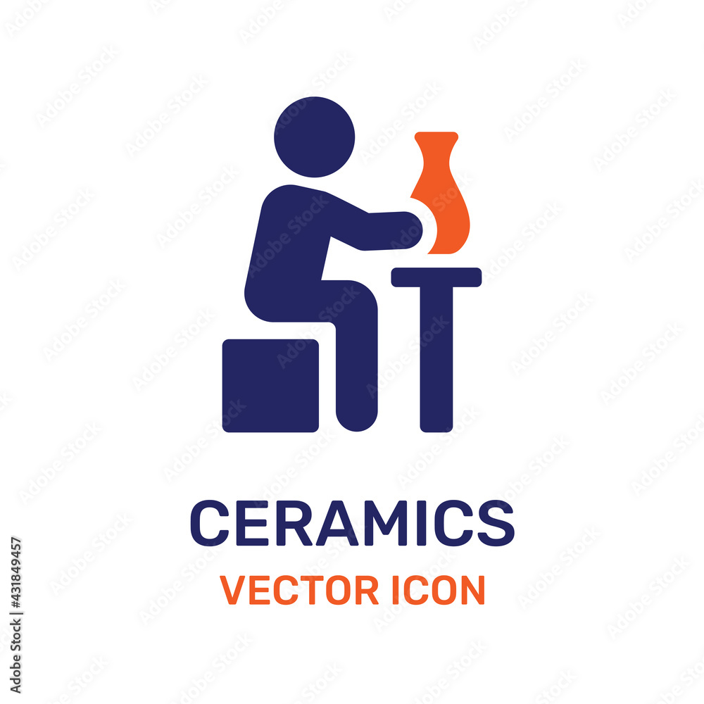 Person making ceramics and pottery icon vector