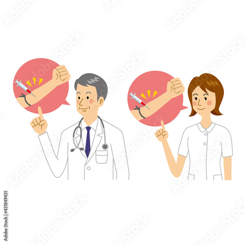 血液検査を説明する医者と看護師