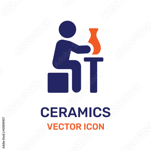 Person making ceramics and pottery icon vector