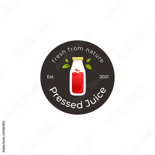 Pressed bottle smoothie juice logo badge icon template