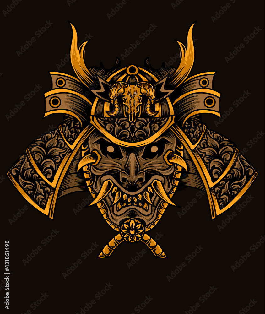 Fototapeta premium illustration vector samurai warrior head