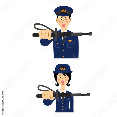 警棒を使う警察官