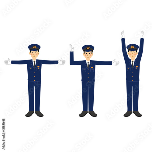 手信号をする警察官