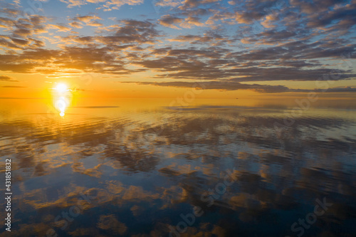 Summer sunset on Beloye lake. Belozersk  Vologda Oblast  Russia.