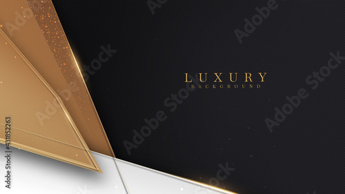 Golden lines luxury on white overlap brown and black shades color background. elegant realistic paper cut style 3d. Vector illustration about precious and beautiful feeling.