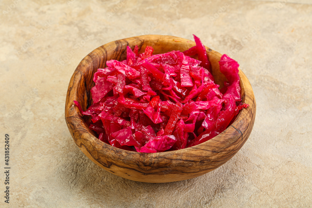 Marinated red cabbage in the bowl Marinated red cabbage in the bowl