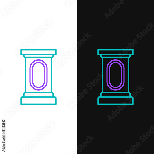 Line Stage stand or debate podium rostrum icon isolated on white and black background. Conference speech tribune. Colorful outline concept. Vector